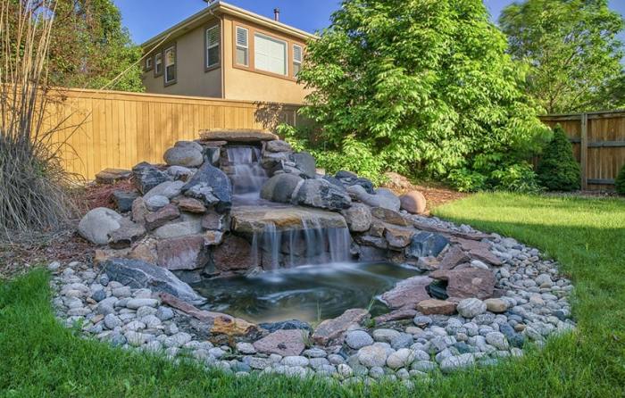 Waterfall water garden stone pondless rock mini pond features installing feature waterfalls fountains rocks fountain backyard landscape first