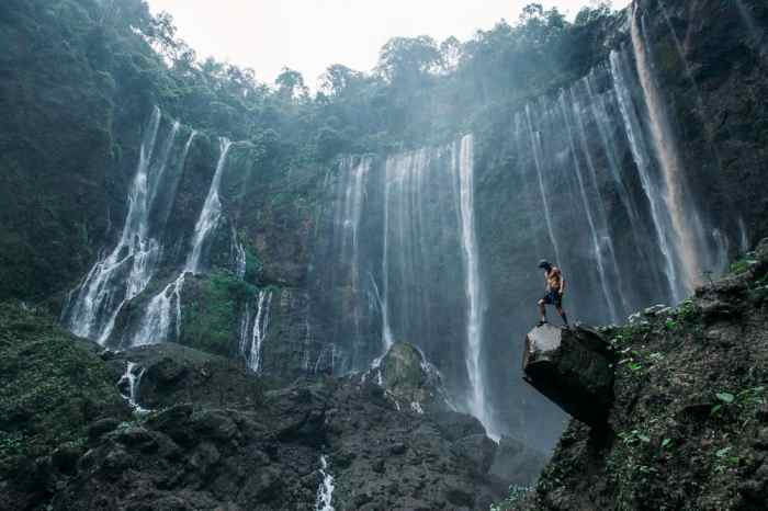 Waterfall masuk tiket telu biru kapas terjun waterfalls taman gianyar